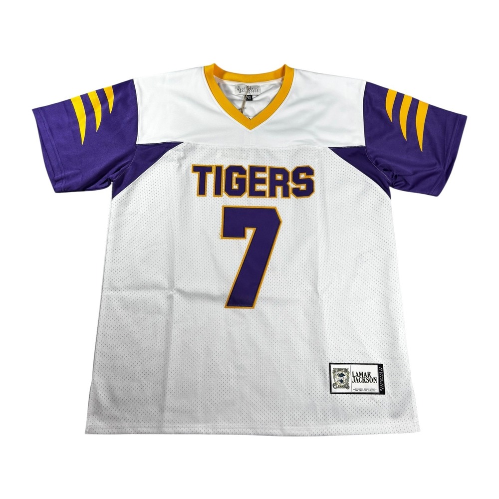 Authentic Classics Lamar Jackson High School Tigers Jersey White Purple 2XL NEW